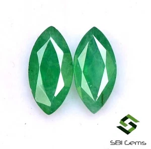 Par de piedras preciosas sueltas de corte marquesa esmeralda natural certificadas de 9,50x4,50 mm de 2,15 quilates - Imagen 1 de 6