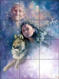Native Tile Backsplash Detha Watson Kunst Keramik Wandbild RW-DW008 - Bild 1 von 2