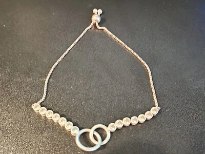 Brazalete con cuentas de plata esterlina de tenis deslizante ajustable corbata Bolo Foto 1 de 4