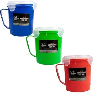 Tazza zuppa microonde 600 ml ciotola ermetica contenitore plastica con coperchio chiusura a clip - Foto 1 di 5