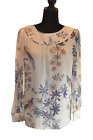 Tory Burch Silk Ivory Tunic Top With Floral And Bird Print Us8 Uk 12
