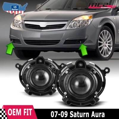 Fog Light Fits 07-09 Saturn Aura Clear Lens PAIR Bumper Assembly 2007-2009 Lamps - Image 1 of 4