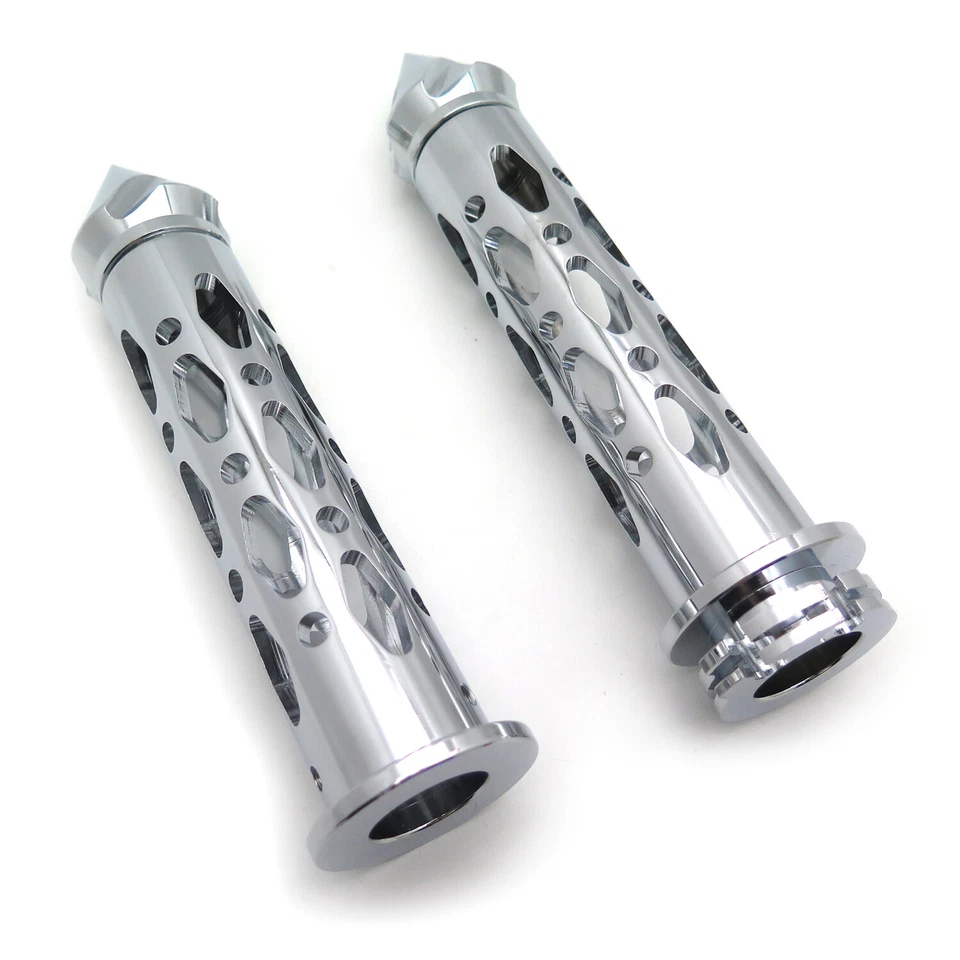 Empuñaduras de extremos de barra de clavos cromadas hechas por CNC de 7/8" 22 mm para Kawasaki Ninja 250 500 ZX6 ZX Foto 1 de 4
