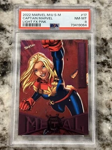 2022 Marvel Metal Universe Spider-Man Captain Marvel #17 Light FX Pink /75 PSA 8 - Bild 1 von 2