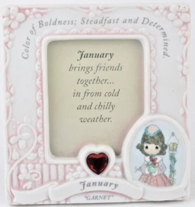 Red Pink 1997 Precious Moments January Garnet Heart Birthstone Picture Frame - Picture 1 of 5