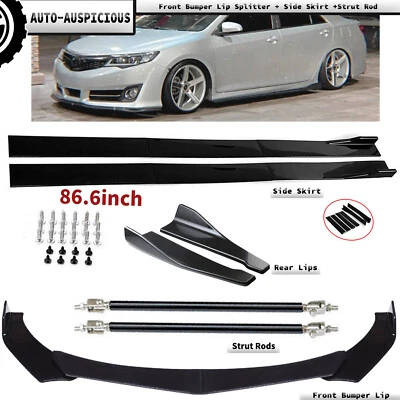 Divisor de labios para parachoques delantero + faldón lateral + varilla de puntal para Toyota Camry SE XSE Foto 1 de 4