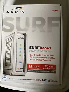 ARRIS SURFboard DOCSIS 3.0 Cable Modem - SB6190 New Open Box 32x8 Up To 1.4 Gbps - Picture 1 of 6