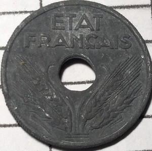 1942 A französischer 20 Centimes defekter Planchet schwerer Typ 3,73 Gramm - Bild 1 von 20