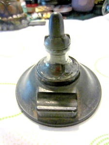 VTG HIGGINS CAST IRON-INKWELL WITH BOTTLE & RUBBER DAUBER - Picture 1 of 9