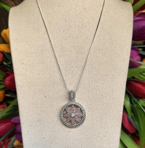 JUDITH RIPKA PINK QUARTZ&CZ FLOWER PEDANT/CHARM/ENHANCER STERLING SILVER 925 #4 - Picture 1 of 8