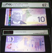 PMG 67 SUPERB GEM UNC  $10 BANK OF CANADA 2004-07