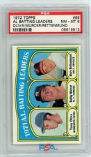 1972 TOPPS #86 AL BATTING LEADERS Tony Oliva Bobby Murcer PSA 8 Yankees/Orioles