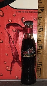 COCA - COLA MINIATURE COCA COLA GLASS BOTTLE HADDON SUNDBLOOM SANTA ORNAMENT - Picture 1 of 2