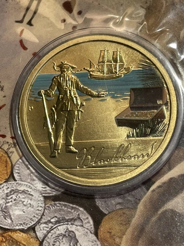 2010 Tuvalu $1 Blackbeard Pirate Coin Cover