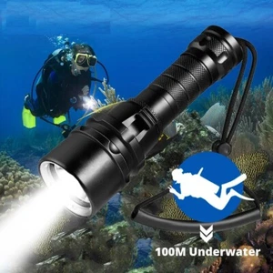 Diving Flashlight Waterproof LED Dive Bright Light Torch Submersible Scuba IP68 - Picture 1 of 6