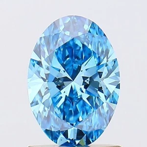 Oval Cut 1.01 Ct Fancy Vivid Blue VS2 IGI Certified Lab Grown CVD Diamond - Picture 1 of 11