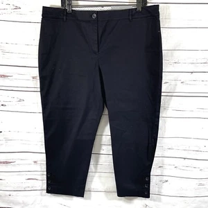 Talbots Women’s Pants Perfect Crop Petite Size 16P Slim Leg Black Buttons NWT - Picture 1 of 8