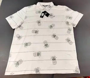 Camicia Travis Mathew uomo 3XL mazzo impilato righe bianche polo golf stampa ananas - Foto 1 di 6