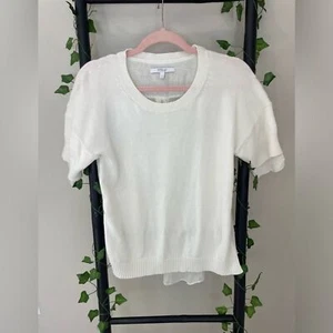 Derek Lam 10 Crosby White Short sleeve sweater cotton cashmere silk blend EUC - Picture 1 of 10