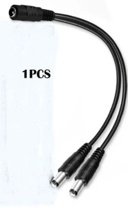 1PZ Cavo Sdoppiatore Alimentazione DC 1 Femmina a 2 Maschio 5,5x2,1mm per Router LED CCTV - Foto 1 di 6