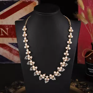 Collar de oro perlas flores colgante moda mujeres joyería - Imagen 1 de 5