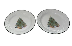Set of 2 Corelle Holiday Magic Swirl Christmas Tree Salad Plates 7 1/4”  - EUC - Bild 1 von 5