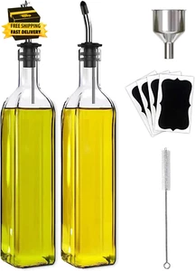 Olive Oil Dispenser Bottle, 2 Pcs Glass Olive Oil Dispenser and Vinegar Set - Picture 1 of 8
