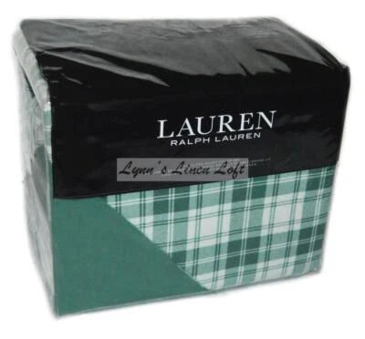 RALPH LAUREN FLANNEL Ulster Plaid Green FULL/ QUEEN DUVET SET 3P $270 COTTON - Image 1 of 4
