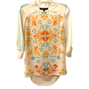 BCBG Maxazria Andie geblümtes Oberteil Bluse mit drapiertem Rücken Damen Größe XXS - Bild 1 von 10