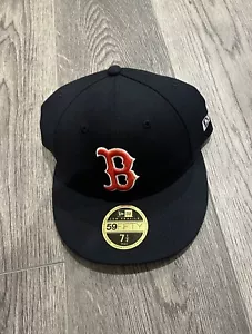 New Era 59Fifty Men 7 1/2 Boston Red Sox Low Profile Navy Blue Fitted Cap - Picture 1 of 4