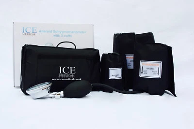 ICE Medical Blood Pressure Kit Monitor Sphygmomanometer 3 cuffs Adult Child inc
