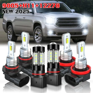 6* For 2015-2020 GMC Yukon XL Combo LED Headlight Bulbs High/Low Beam+Fog Light - Foto 1 di 17
