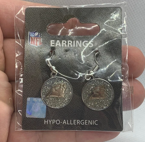 NFL Officially Licensed Hypo-Allergenic Carolina Panthers Hook Earrings NWT Cover