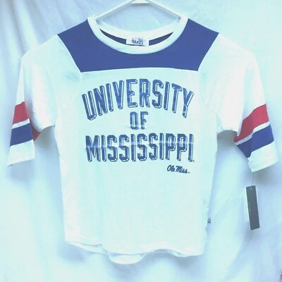 University of Mississippi Womens White Blue NWT T Shirt M Touch By Alissa Milano - Image 1 of 4