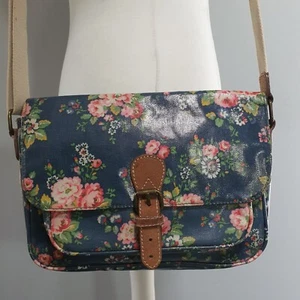 CATH KIDSTON Floral Print Crossbody Satchel Tan Leather Trim Hobo Hand Bag - Picture 1 of 24