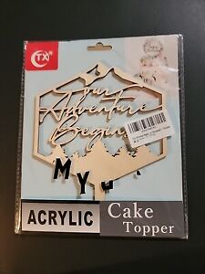 WOODEN WEDDING CAKE TOPPER 'OUR ADVENTURE BEGINS'
