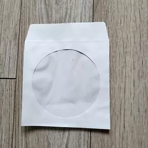 100 White CD DVD CD-R Paper Sleeves with Window Flap - Picture 1 of 2