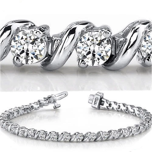 Brazalete de oro de 14 k con diamantes redondos de 7,22 quilates para tenis, 24 x 0,30 quilates certificado E-F SI1 GIA Foto 1 de 1