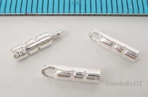 6x STERLING SILVER BRIGHT 1mm LEATHER CRIMP END CAP CONNECTOR BEAD #2183E - Bild 1 von 2