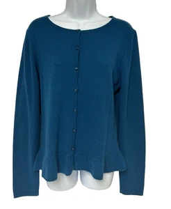 Garnet Hill Damen Gr. L 100% Kaschmir Knopf Strick Cardigan Rüschen Langarm - Bild 1 von 8