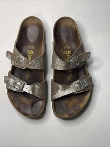 Designer Birkenstock Sandals Flat Metallic Glitter Leather Everyday Size 42 US11 - Picture 1 of 5