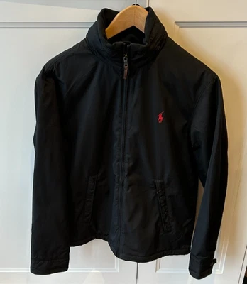 Polo by Ralph Lauren Black Jacket, Red Logo, size Small, fleece lined, hooded - Image 1 of 4