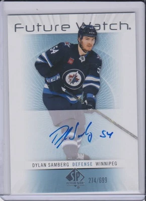 2022-23 SP Authentic DYLAN SAMBERG rookie on card Auto # Retro Future Watch Jets - Image 1 of 2