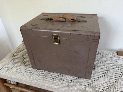🍊Vintage 1960s Oxford Brown Industrial Metal Paper Filing Box 13" x 11" - Image 1 of 4