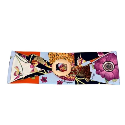 Salvatore Ferragamo Cinturón Floral Seda Talla XL (42") Foto 1 de 4