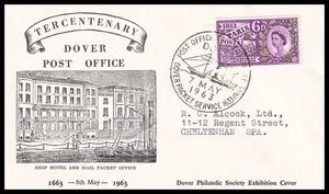 1963 GB Paris Postal Conference Dover Philatelic Society FDC Packet Service SHS - Picture 1 of 2