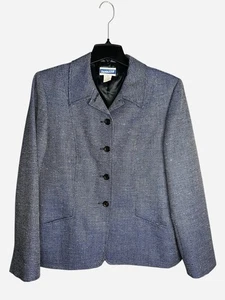 Vtg Pendleton Classic Blazer 12 Navy Blue White Tweed Wool Blend USA 4 Button  - Picture 1 of 12