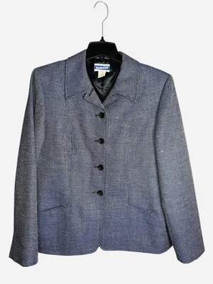 Vtg Pendleton Classic Blazer 12 Navy Blue White Tweed Wool Blend USA 4 Button  - Image 1 of 4