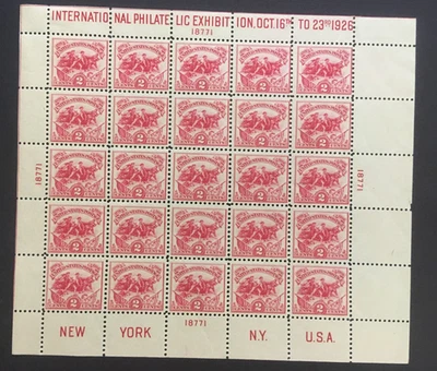 1926 #630 White Plains Souvenir Sheet of 25 stamps Mint light Hinged OG - Image 1 of 3