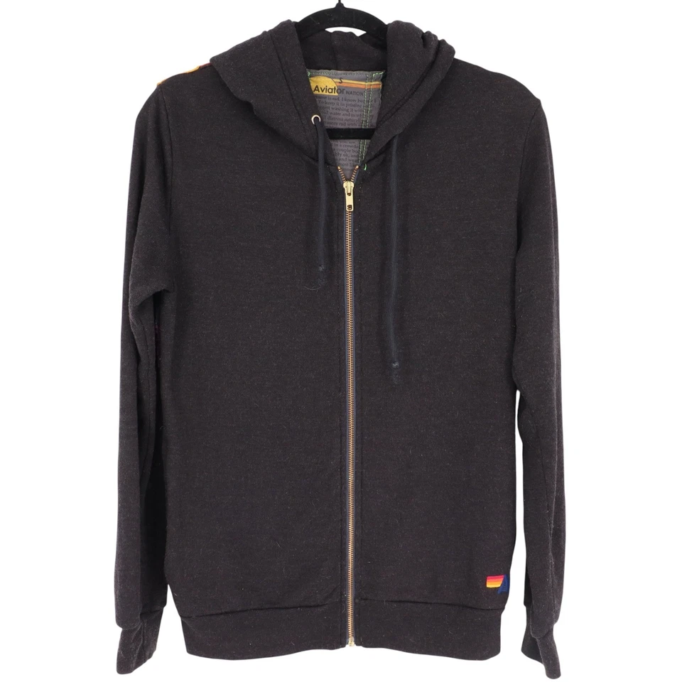 Sudadera con Capucha Aviator Nation Sunburst Cremallera Arco Iris Para Mujer Talla S Gris Carbón Informal Foto 1 de 4